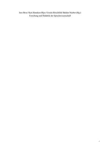 Forschung und Didaktik der Sprechwissenschaft Aktuelle Beiträge