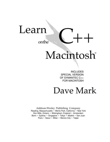 Learn C++ on the Macintosh: Includes Special Version of Symantec C++ for Macintosh/Book and Disk