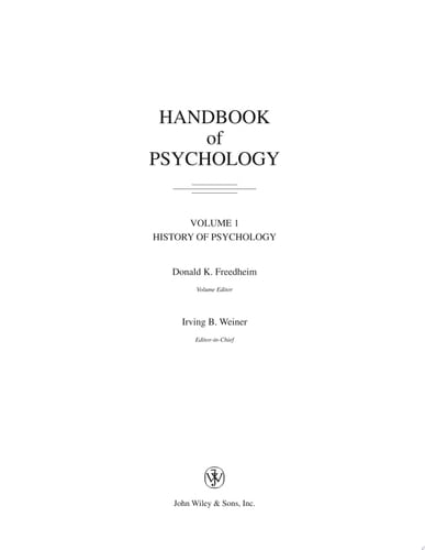 Handbook of Psychology, History of Psychology