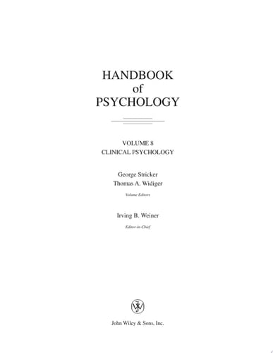 Handbook of Psychology, Clinical Psychology