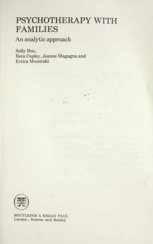 Psychotherapy with Families An Analytic Approach