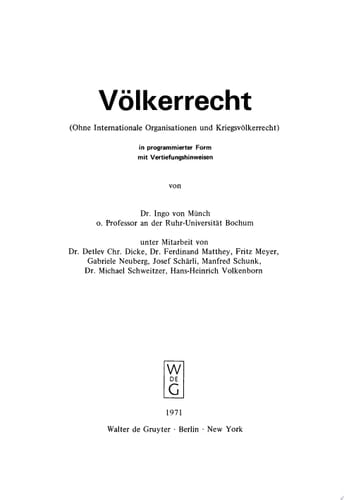 Völkerrecht (Ohne internationale Organisationen und Kriegsvölkerrecht); in programmierter Form mit Vertiefungshinweisen