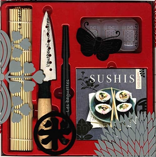 Sushis faits maison Coffret Livre + natte + couteau + moules