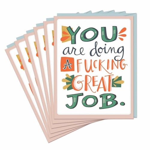 6-Pack Em & Friends Fucking Great Job Sticker Greeting Cards and Envelopes