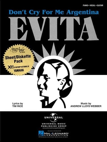 Evita Don't Cry for Me Argentina: Piano, Vocal, Guitar