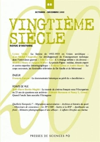 Vingtième siècle N° 88, Octobre-décembre 2005