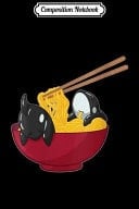 Composition Notebook Womens Kawaii Anime Japanese Ramen Noodles Orca Whale Gift V-Neck Journal/Notebook Blank Lined Ruled 6x9 100 Pages