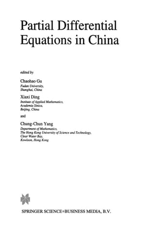 Partial Differential Equations in China (Mathematics and Its Applications)