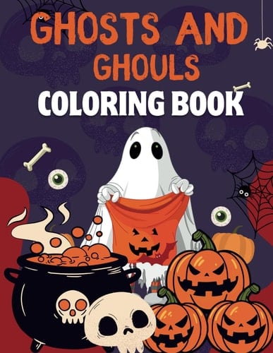 Ghosts And Ghouls Coloring Book:: 50 Halloween spooky coloring book for kids, adults and seniors