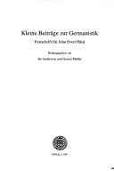Kleine Beiträge zur Germanistik Festschrift für John Evert Härd