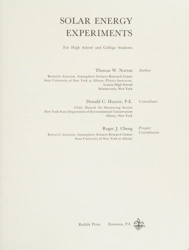 Solar energy experiments for high school and college students