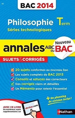 Philosophie Tle STMG-STI2D-STD2A-STL-ST2S Annales, sujets corrigés