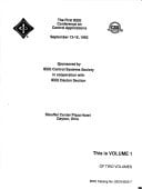 Conference on Control Applications First IEEE Conference on Control Applications, 1992, Sponsored by IEEE Control Systems Society in Cooperation with IEEE Dayton Section. vol. 1