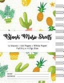 Blank Music Sheets Cute Cactus - 12 Staves, 100 Pages, Full Paper Size (8. 5*11)
