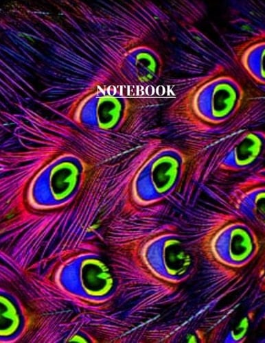 Notebook: Peacock Print Composition Notebook, Journal or Diary - College Ruled 110 Pages - Large 8.5 x 11