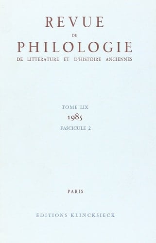 Revue de Philologie 1985/t59,2