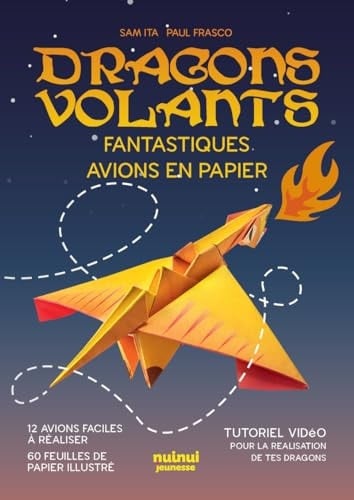 Dragons volants Fantastiques avions en papier. Avec 60 feuilles illustrées avec les motifs des 12 dragons