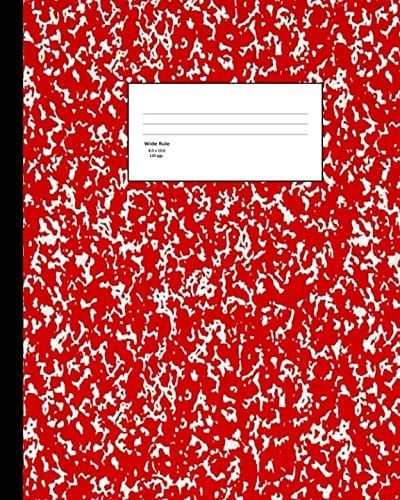 Composition Book Red Marble Cover