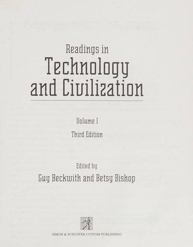 Readings in Technology and Civilization