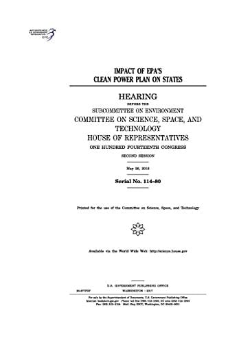 Impact of EPA's Clean Power Plan on States Hearing Before the Committee on Environment