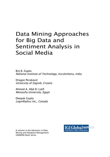 Data Mining Approaches for Big Data and Sentiment Analysis in Social Media