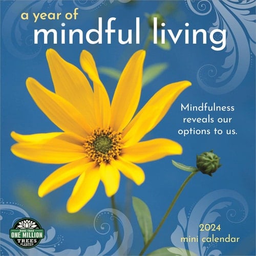 A Year of Mindful Living 2024 Mini Wall Calendar | Compact 7" x 14" Open | Amber Lotus Publishing