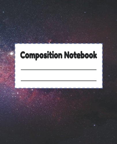 Composition Notebook: Purple Starry Universe Paint Swirls - Wide Ruled Lined Paper Journal - 7.5" x 9.25" - 110 Pages (Wide Ruled Notebooks)