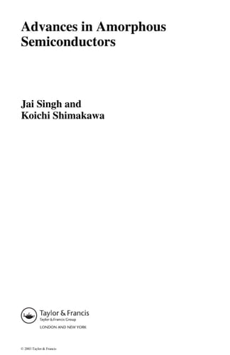 Advances in Amorphous Semiconductors