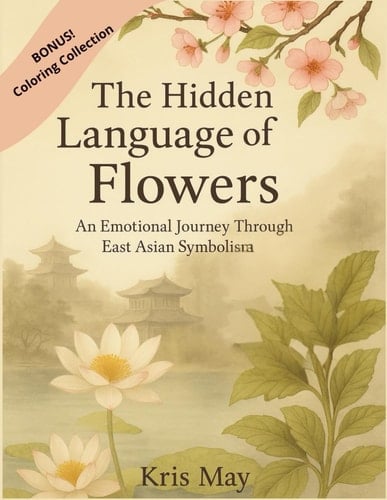 The Hidden Language of Flowers: Emotional Yourney Through East Asian Symbolism.: Cultural Guide & Mindful Coloring Experience Bonus. Size 8,5x11 in.