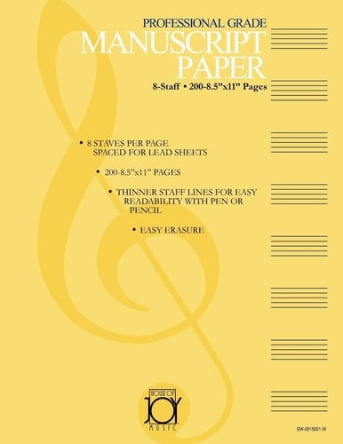 House of Joy Music Deluxe Professional 8-Staff Manuscript Paper