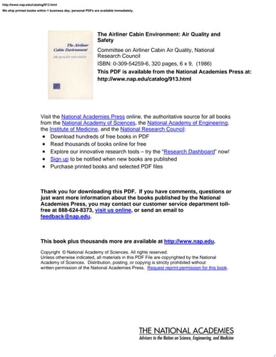 The Airliner Cabin Environment Air Quality and Safety