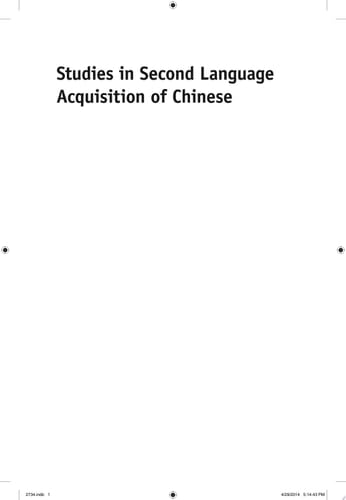 Studies in Second Language Acquisition of Chinese