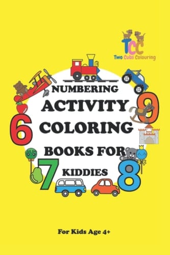 Numbering Activity Coloring Book For Kiddies - Coloring theme with tracing of numbers and it's spelling word; Assorted items to color in like fruit, ... instructions to complete activity page.