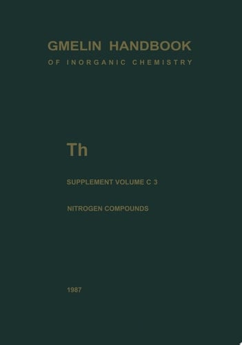 Th Thorium Supplement Volume C 3 Compounds with Nitrogen