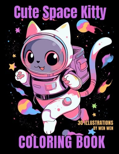 Cute Space Kitty Coloring Book: Cate Coloring Book For Adults And Kids