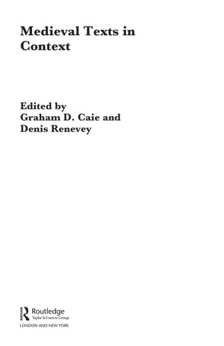 Medieval Texts in Context