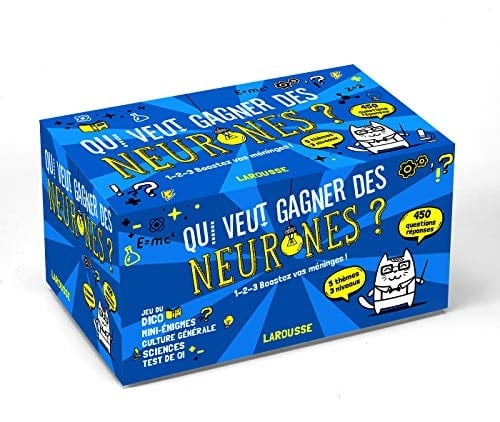 Qui veut gagner des neurones ? 1-2-3 Boostez vos méninges ! 450 cartes de questions-réponses et un livret de 32 pages.