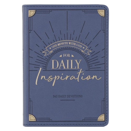 One Minute with God for Daily Inspiration Devotional, Blue Faux Leather Flexcover