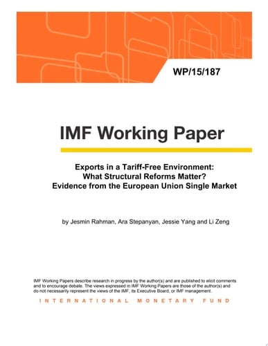 Exports in a Tariff-Free Environment What Structural Reforms Matter? Evidence from the European Union Single Market