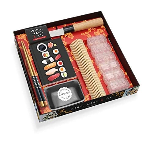 Sushis, makis & Cie Avec un moule à sushis, 1 couteau en bois et inox, 1 natte en bambou, 1 coupelle en porcelaine et des baguettes en bambou