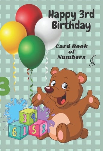 Happy 3rd Birthday Card Book of numbers
