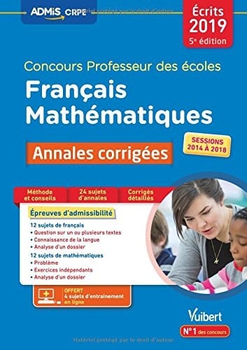 Français Mathématiques Concours Professeur des écoles Annales corrigées