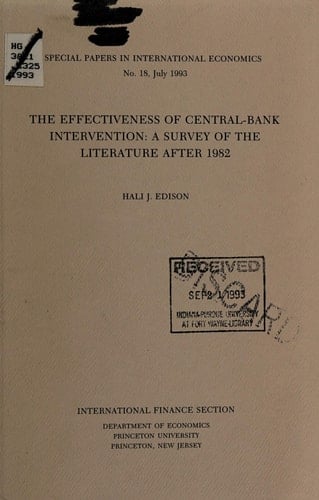 The Effectiveness of Central-bank Intervention A Survey of the Literature After 1982