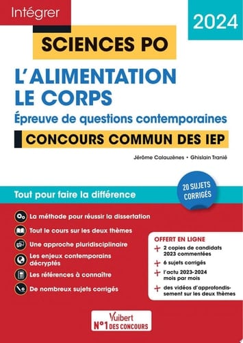 Sciences Po - Questions contemporaines - L'alimentation + Thème 2024 - Concours commun des IEP 2024