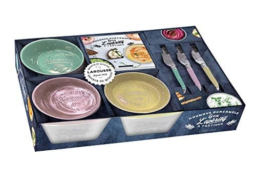 Coffret Houmous, guacamole & Cie. L'apéritif à tartiner Avec 3 bols en céramique et 3 couteaux à tartiner