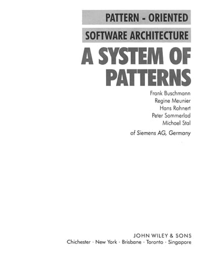 Pattern-Oriented Software Architecture, Patterns for Concurrent and Networked Objects