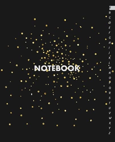 Notebook: Alphabetical Notebook with Tabs Lined 105 Pages Size (7.5 x 9.25 inches) Black Cover