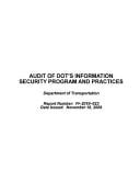 Audit of Dot's Information Security Program and Practices Department of Transportation.