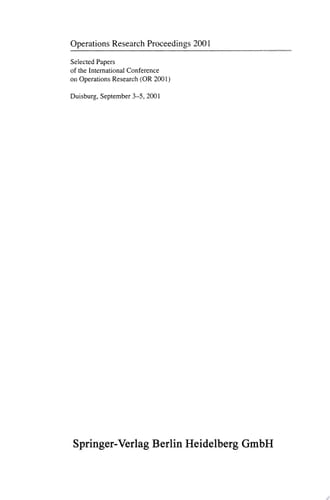 Operations Research Proceedings 2001