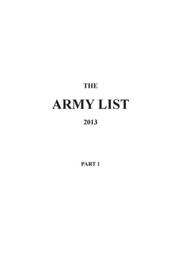 'The Army List 2013